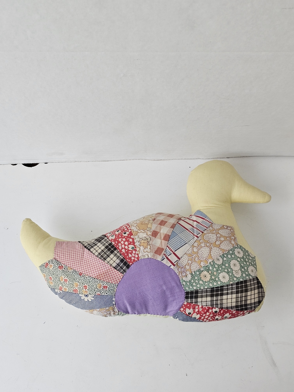 Patchwork Duck Accent Pillow in Yellow with Purple Detail Multicolor